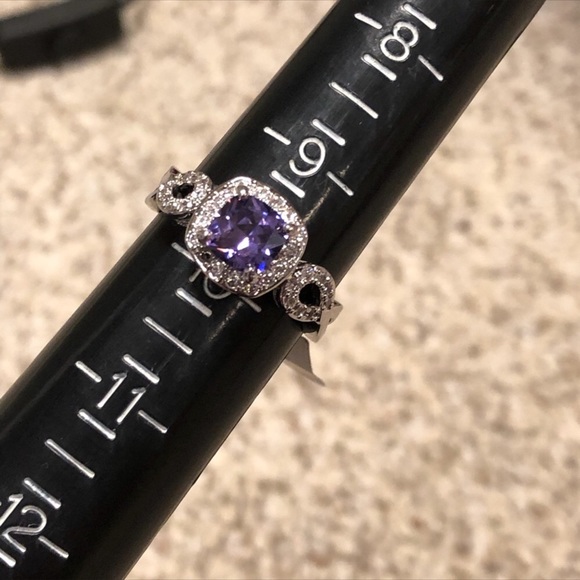Amethyst White Gold Plated Size 10 Ring - Picture 3 of 5